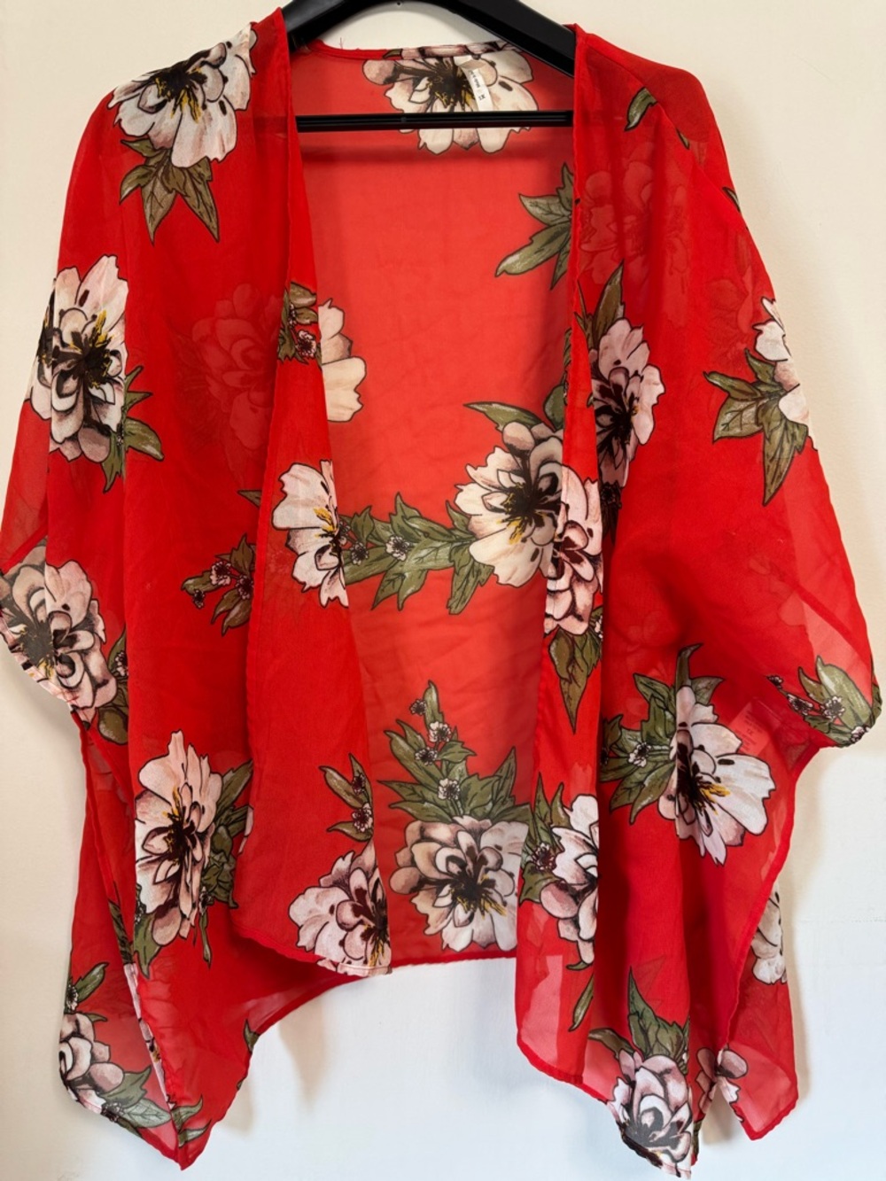 Truth Floral Red and Brown Sheer Cover-Up